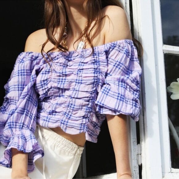 ZARA CROPPED PLAID TOP - Picture 1 of 6